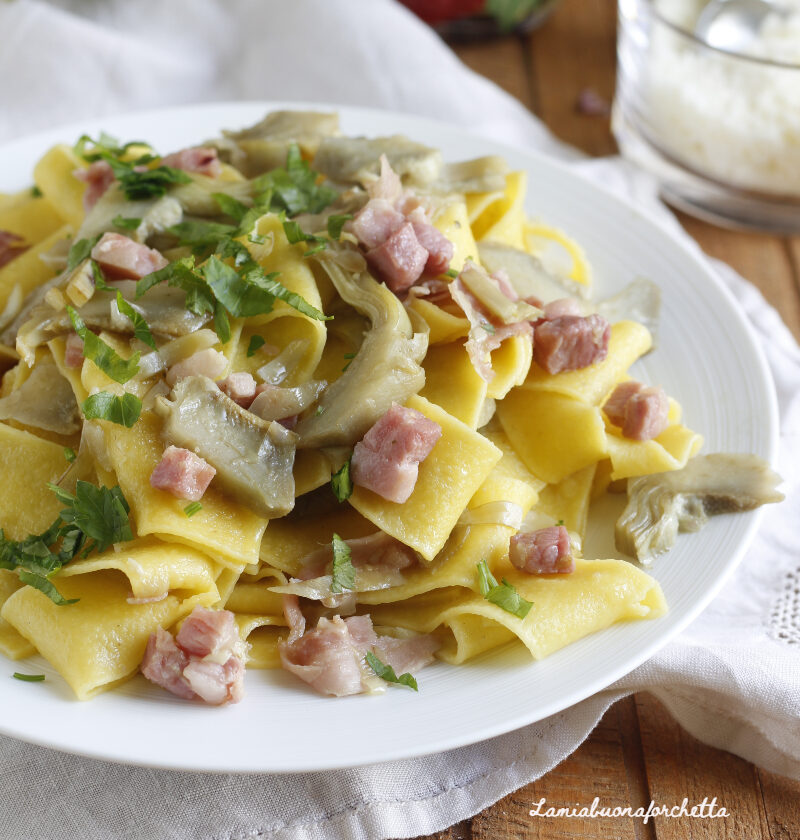pappardelle carciofi e pancetta