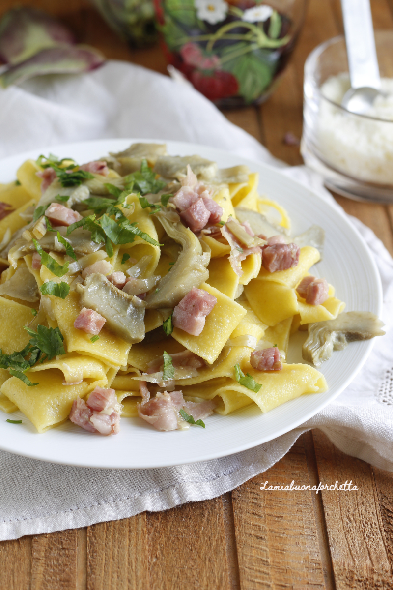 pappardelle carciofi e pancetta