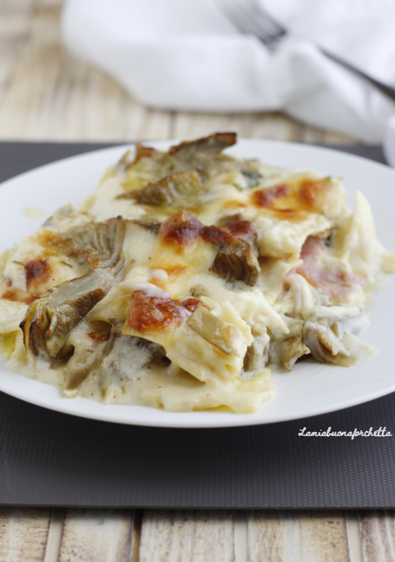 lasagne carciofi prosciutto e besciamella